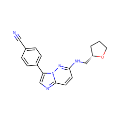 N#Cc1ccc(-c2cnc3ccc(NC[C@@H]4CCCO4)nn23)cc1 ZINC000040955845