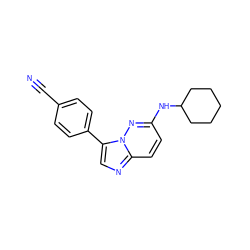 N#Cc1ccc(-c2cnc3ccc(NC4CCCCC4)nn23)cc1 ZINC000040973830