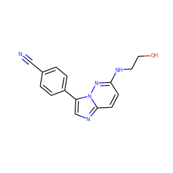 N#Cc1ccc(-c2cnc3ccc(NCCO)nn23)cc1 ZINC000040976053