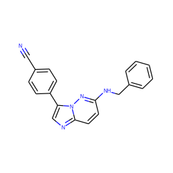 N#Cc1ccc(-c2cnc3ccc(NCc4ccccc4)nn23)cc1 ZINC000263620868