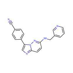 N#Cc1ccc(-c2cnc3ccc(NCc4cccnc4)nn23)cc1 ZINC000040835963