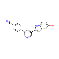 N#Cc1ccc(-c2cncc(-c3cc4cc(O)ccc4[nH]3)c2)cc1 ZINC000073139440