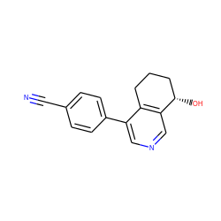 N#Cc1ccc(-c2cncc3c2CCC[C@@H]3O)cc1 ZINC000205706792