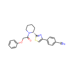 N#Cc1ccc(-c2csc([C@H]3CCCCN3C(=O)COc3ccccc3)n2)cc1 ZINC000118598969