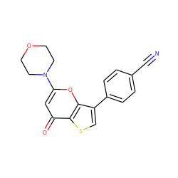 N#Cc1ccc(-c2csc3c(=O)cc(N4CCOCC4)oc23)cc1 ZINC000101661791