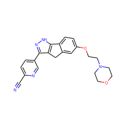 N#Cc1ccc(-c2n[nH]c3c2Cc2cc(OCCN4CCOCC4)ccc2-3)cn1 ZINC000028951684