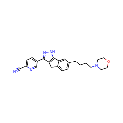 N#Cc1ccc(-c2n[nH]c3c2Cc2ccc(CCCCN4CCOCC4)cc2-3)cn1 ZINC000028951682