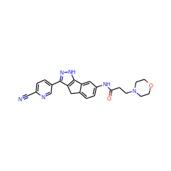 N#Cc1ccc(-c2n[nH]c3c2Cc2ccc(NC(=O)CCN4CCOCC4)cc2-3)cn1 ZINC000028951681