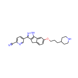 N#Cc1ccc(-c2n[nH]c3c2Cc2ccc(OCCCC4CCNCC4)cc2-3)cn1 ZINC000028951672