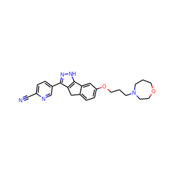 N#Cc1ccc(-c2n[nH]c3c2Cc2ccc(OCCCN4CCCOCC4)cc2-3)cn1 ZINC000028951664