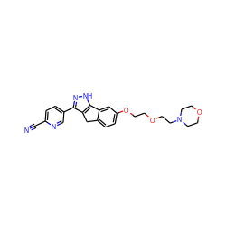 N#Cc1ccc(-c2n[nH]c3c2Cc2ccc(OCCOCCN4CCOCC4)cc2-3)cn1 ZINC000028951621