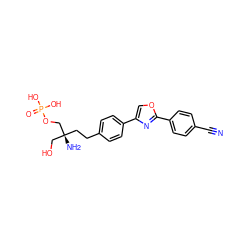 N#Cc1ccc(-c2nc(-c3ccc(CC[C@](N)(CO)COP(=O)(O)O)cc3)co2)cc1 ZINC000299832420