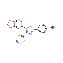 N#Cc1ccc(-c2nc(-c3ccccn3)c(-c3ccc4c(c3)OCO4)[nH]2)cc1 ZINC000012365488