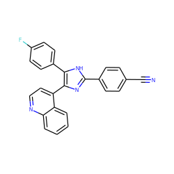 N#Cc1ccc(-c2nc(-c3ccnc4ccccc34)c(-c3ccc(F)cc3)[nH]2)cc1 ZINC000034580790