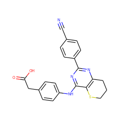 N#Cc1ccc(-c2nc3c(c(Nc4ccc(CC(=O)O)cc4)n2)SCCC3)cc1 ZINC000103259141