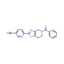 N#Cc1ccc(-c2nc3c(o2)CCN(C(=O)c2ccccc2)C3)nc1 ZINC001772642480