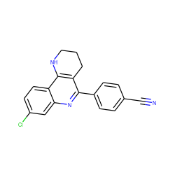 N#Cc1ccc(-c2nc3cc(Cl)ccc3c3c2CCCN3)cc1 ZINC000653812730