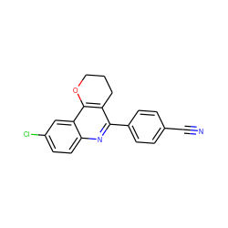 N#Cc1ccc(-c2nc3ccc(Cl)cc3c3c2CCCO3)cc1 ZINC000653798384