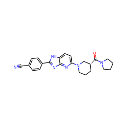 N#Cc1ccc(-c2nc3nc(N4CCC[C@@H](C(=O)N5CCCC5)C4)ccc3[nH]2)cc1 ZINC001772653523