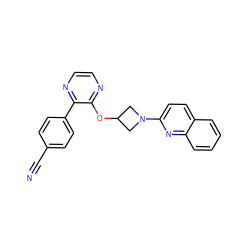 N#Cc1ccc(-c2nccnc2OC2CN(c3ccc4ccccc4n3)C2)cc1 ZINC000096168800