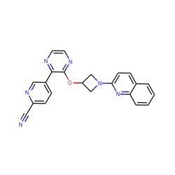 N#Cc1ccc(-c2nccnc2OC2CN(c3ccc4ccccc4n3)C2)cn1 ZINC000096168809