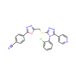 N#Cc1ccc(-c2nnc(CSc3nnc(-c4ccncc4)n3-c3ccccc3Cl)o2)cc1 ZINC000095580756