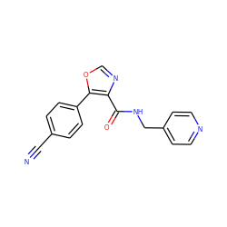 N#Cc1ccc(-c2ocnc2C(=O)NCc2ccncc2)cc1 ZINC000073295748