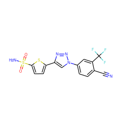 N#Cc1ccc(-n2cc(-c3ccc(S(N)(=O)=O)s3)nn2)cc1C(F)(F)F ZINC000096913520