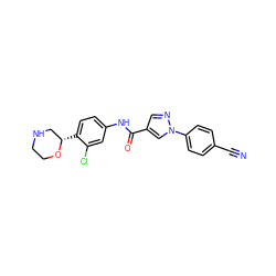 N#Cc1ccc(-n2cc(C(=O)Nc3ccc([C@H]4CNCCO4)c(Cl)c3)cn2)cc1 ZINC000149937834