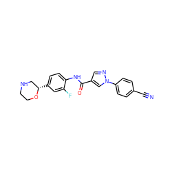 N#Cc1ccc(-n2cc(C(=O)Nc3ccc([C@H]4CNCCO4)cc3F)cn2)cc1 ZINC000149953242