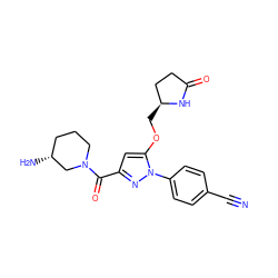 N#Cc1ccc(-n2nc(C(=O)N3CCC[C@@H](N)C3)cc2OC[C@H]2CCC(=O)N2)cc1 ZINC001772606434