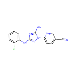 N#Cc1ccc(-n2nc(Nc3ccccc3Cl)nc2N)nc1 ZINC000072128685