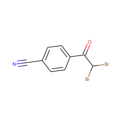 N#Cc1ccc(C(=O)C(Br)Br)cc1 ZINC000072110145