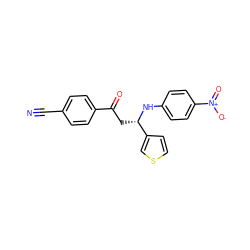 N#Cc1ccc(C(=O)C[C@H](Nc2ccc([N+](=O)[O-])cc2)c2ccsc2)cc1 ZINC000049589997