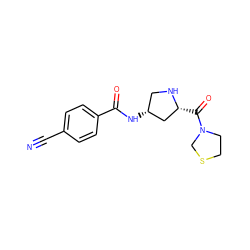 N#Cc1ccc(C(=O)N[C@@H]2CN[C@H](C(=O)N3CCSC3)C2)cc1 ZINC000028642116