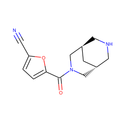 N#Cc1ccc(C(=O)N2C[C@H]3CNC[C@@H](C3)C2)o1 ZINC000101570705