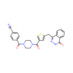 N#Cc1ccc(C(=O)N2CCN(C(=O)c3csc(Cc4n[nH]c(=O)c5ccccc45)c3)CC2)cc1 ZINC000299834338