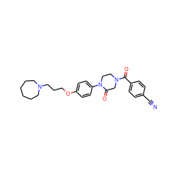 N#Cc1ccc(C(=O)N2CCN(c3ccc(OCCCN4CCCCCC4)cc3)C(=O)C2)cc1 ZINC000028870272