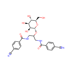 N#Cc1ccc(C(=O)NCC(CNC(=O)c2ccc(C#N)cc2)O[C@H]2O[C@H](CO)[C@@H](O)[C@H](O)[C@@H]2O)cc1 ZINC000103269521