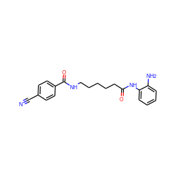 N#Cc1ccc(C(=O)NCCCCCC(=O)Nc2ccccc2N)cc1 ZINC000117587587