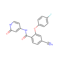 N#Cc1ccc(C(=O)Nc2cc[nH]c(=O)c2)c(Oc2ccc(F)cc2)c1 ZINC000143169548