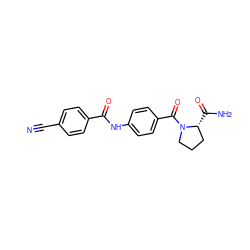 N#Cc1ccc(C(=O)Nc2ccc(C(=O)N3CCC[C@H]3C(N)=O)cc2)cc1 ZINC000084739955