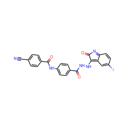 N#Cc1ccc(C(=O)Nc2ccc(C(=O)NNC3=c4cc(I)ccc4=NC3=O)cc2)cc1 ZINC000137223416