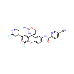 N#Cc1ccc(C(=O)Nc2ccc3c(c2)[C@]2(CCOC(=N)N2)c2cc(-c4ccnc(F)c4)cc(F)c2O3)nc1 ZINC001772653612