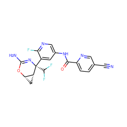 N#Cc1ccc(C(=O)Nc2cnc(F)c([C@]3(C(F)F)N=C(N)O[C@H]4C[C@H]43)c2)nc1 ZINC000220649854