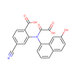 N#Cc1ccc(C(=O)O)c(N(C(=O)C(=O)O)c2cccc3ccc(O)cc23)c1 ZINC000043021625