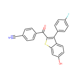 N#Cc1ccc(C(=O)c2sc3cc(O)ccc3c2-c2ccc(F)cc2)cc1 ZINC000653806099