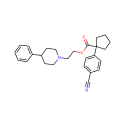 N#Cc1ccc(C2(C(=O)OCCN3CCC(c4ccccc4)CC3)CCCC2)cc1 ZINC000013737400