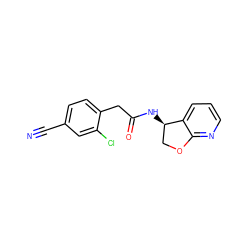 N#Cc1ccc(CC(=O)N[C@@H]2COc3ncccc32)c(Cl)c1 ZINC000146645604