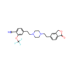 N#Cc1ccc(CCN2CCN(CCc3ccc4c(c3)COC4=O)CC2)cc1OC(F)(F)F ZINC000095558787